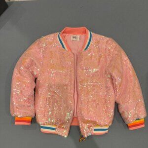 Lola and the Boys Pink Sequin Bomber Jacket